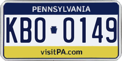 PA license plate KBO0149