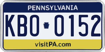 PA license plate KBO0152