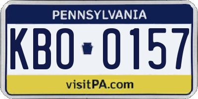 PA license plate KBO0157