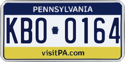 PA license plate KBO0164
