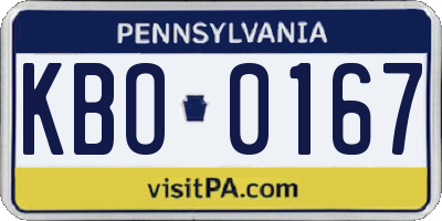 PA license plate KBO0167