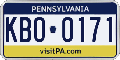 PA license plate KBO0171