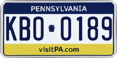 PA license plate KBO0189