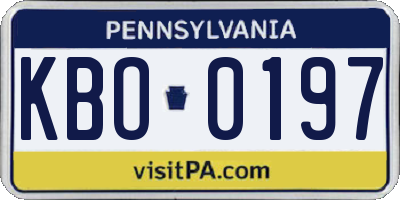PA license plate KBO0197