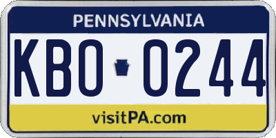 PA license plate KBO0244