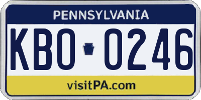 PA license plate KBO0246