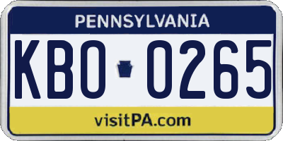 PA license plate KBO0265