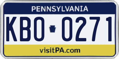 PA license plate KBO0271