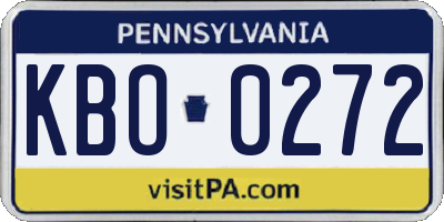 PA license plate KBO0272