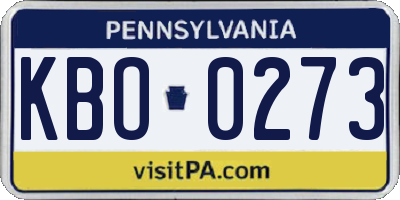 PA license plate KBO0273