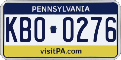 PA license plate KBO0276