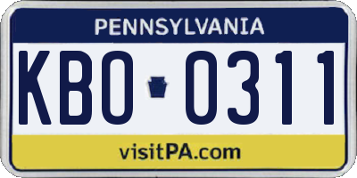 PA license plate KBO0311