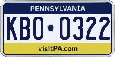 PA license plate KBO0322