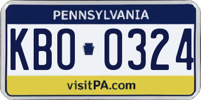PA license plate KBO0324