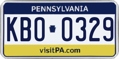 PA license plate KBO0329