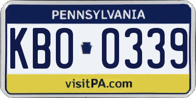 PA license plate KBO0339