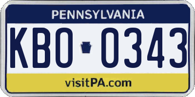 PA license plate KBO0343
