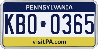 PA license plate KBO0365