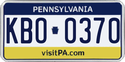 PA license plate KBO0370