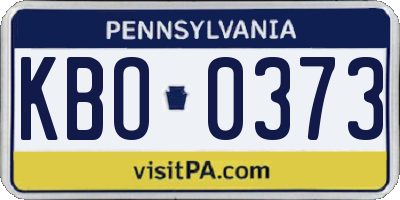 PA license plate KBO0373