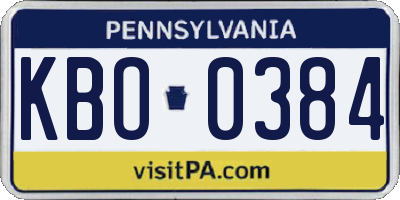 PA license plate KBO0384