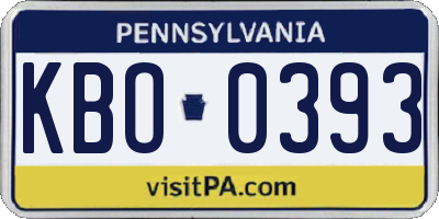 PA license plate KBO0393