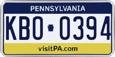 PA license plate KBO0394