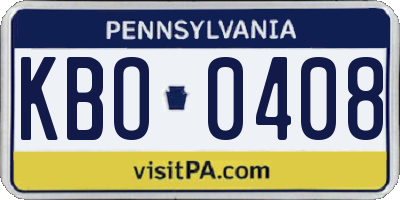 PA license plate KBO0408