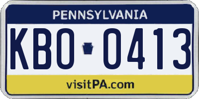 PA license plate KBO0413