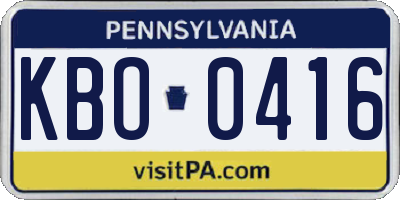 PA license plate KBO0416