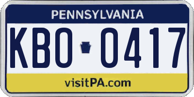 PA license plate KBO0417