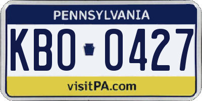 PA license plate KBO0427