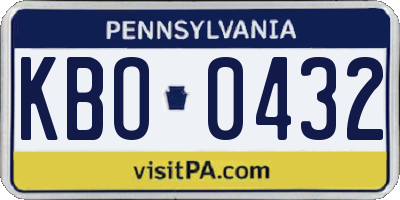 PA license plate KBO0432