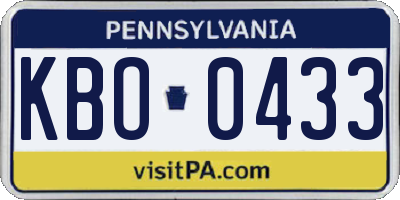 PA license plate KBO0433