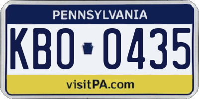 PA license plate KBO0435