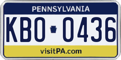PA license plate KBO0436