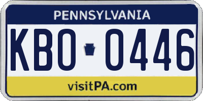 PA license plate KBO0446