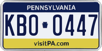 PA license plate KBO0447