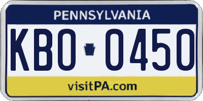 PA license plate KBO0450