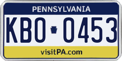 PA license plate KBO0453
