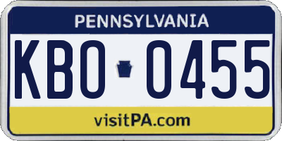 PA license plate KBO0455