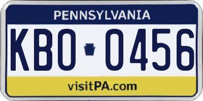 PA license plate KBO0456