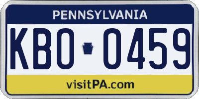 PA license plate KBO0459