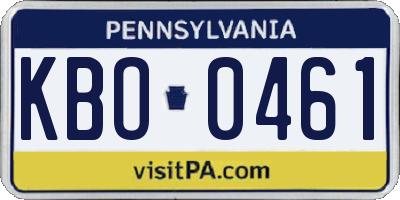 PA license plate KBO0461