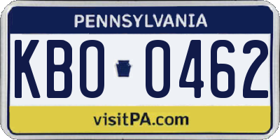 PA license plate KBO0462
