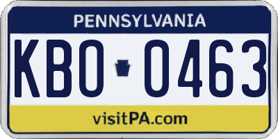 PA license plate KBO0463