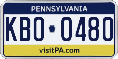 PA license plate KBO0480