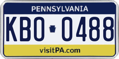 PA license plate KBO0488