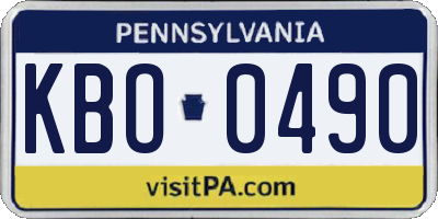 PA license plate KBO0490