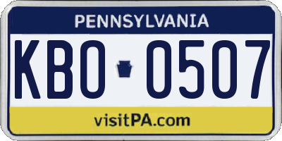 PA license plate KBO0507